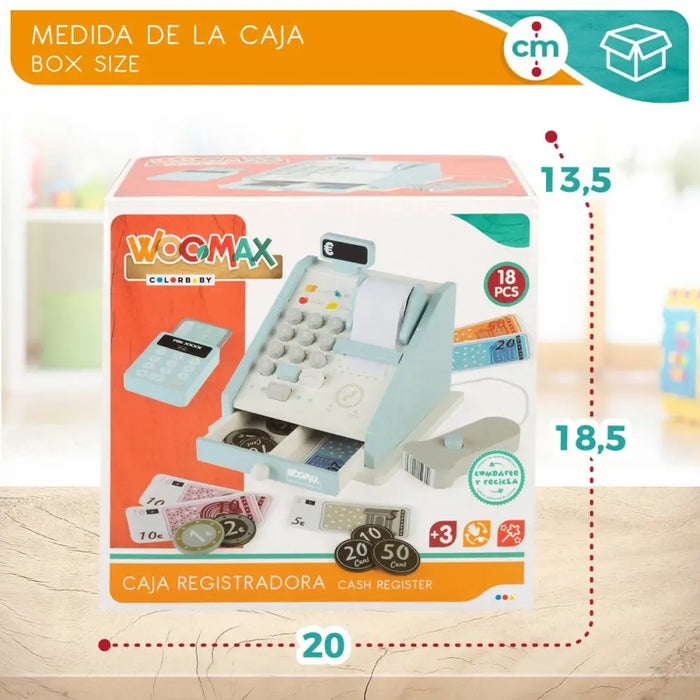 Играчка Касов Апарат Woomax 18 Части 4 броя 18 x 15 x 18 cm