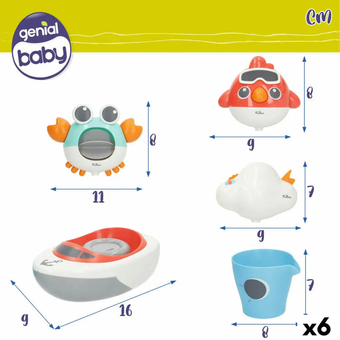 Играчка за Баня Colorbaby 16 x 6,5 x 9 cm 6 броя