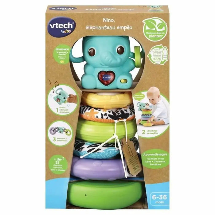 Играчка за Кучета Vtech Baby NINO ÉLÉPHANTEAU EMPILO 3 EN 1