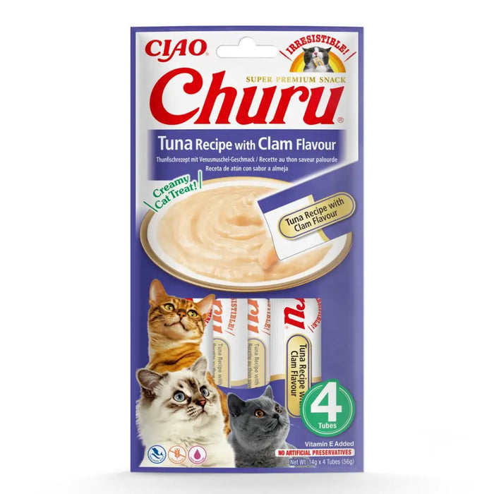 INABA Churu Tuna с вкус на мида - лакомства за котки - 4x14