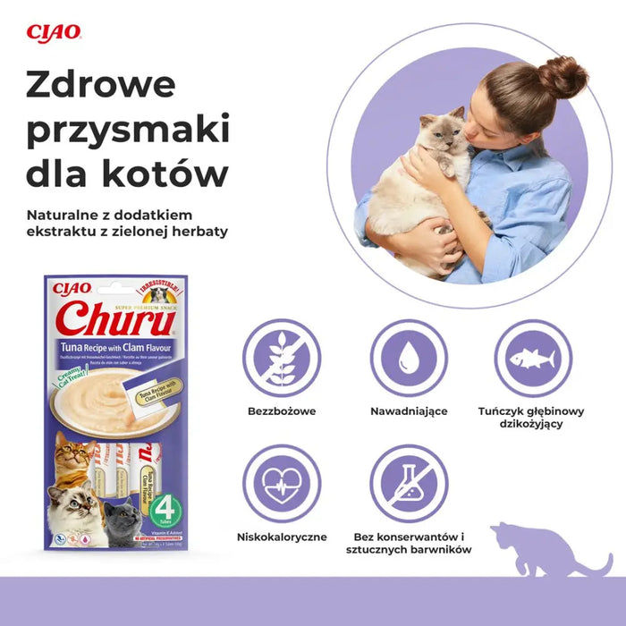 INABA Churu Tuna с вкус на мида - лакомства за котки - 4x14