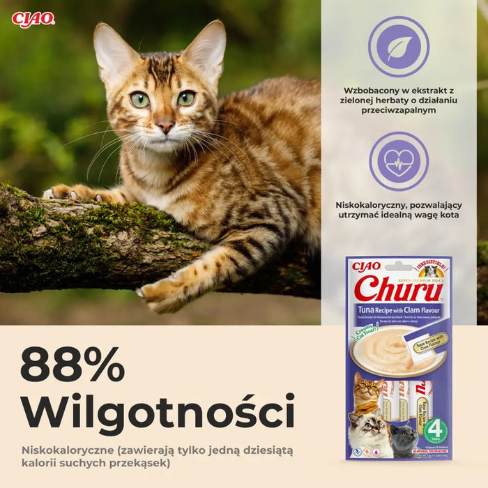 INABA Churu Tuna с вкус на мида - лакомства за котки - 4x14