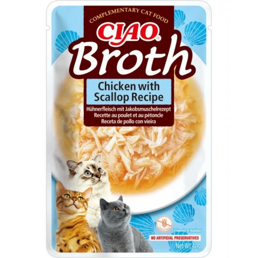 INABA Ciao Broth Chicken & Scallop - котешки лакомства