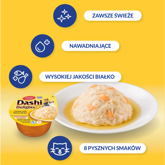 INABA Dashi Delights Пиле със сирене в бульон - котешки