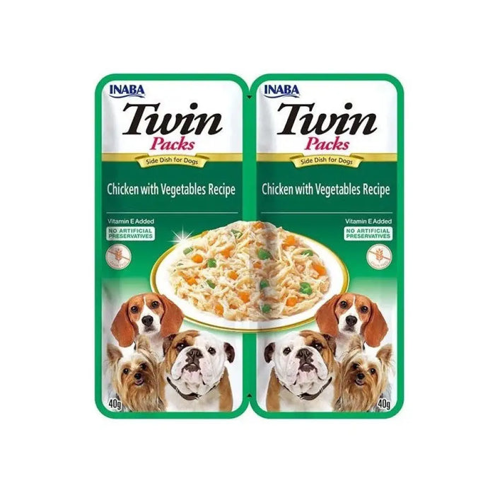 INABA Dog Twin Chicken със зеленчуци в бульон – лакомство