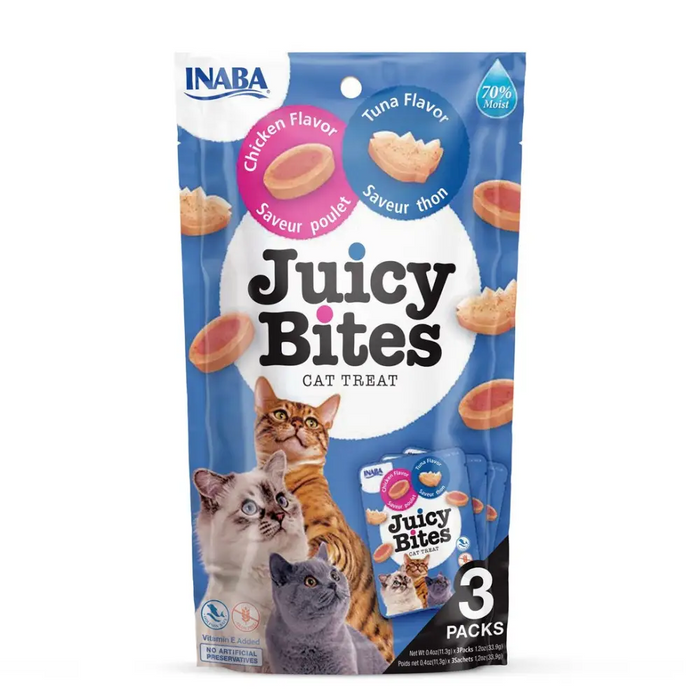 INABA Juicy Bites Пиле и риба тон - котешки лакомства - 3 х