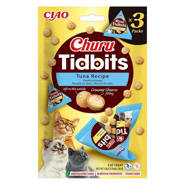 INABA Churu Tidbits риба тон - лакомства за котки - 3x12 г
