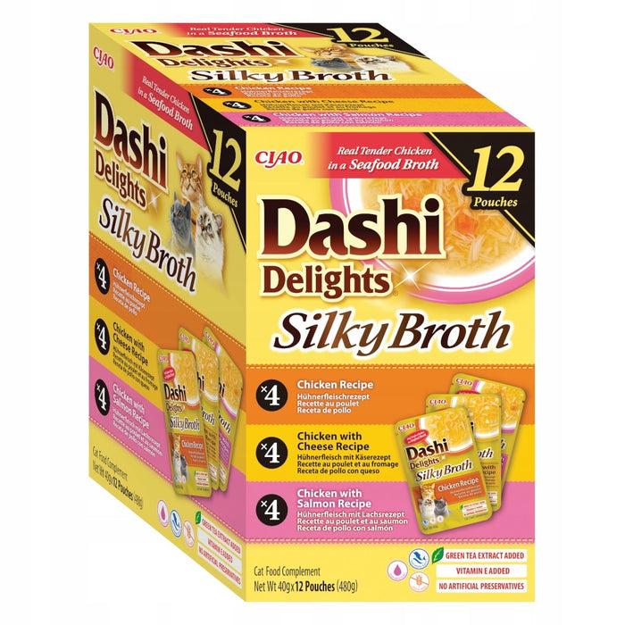 INABA Dashi Delights Silky Broth микс с пиле и сьомга - мокра храна за котки - 12x40 г