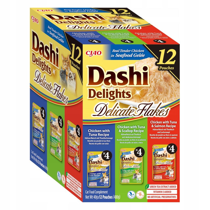 INABA Dashi Delights Деликатни люспи с риба тон - мокра храна за котки - 12x40 г