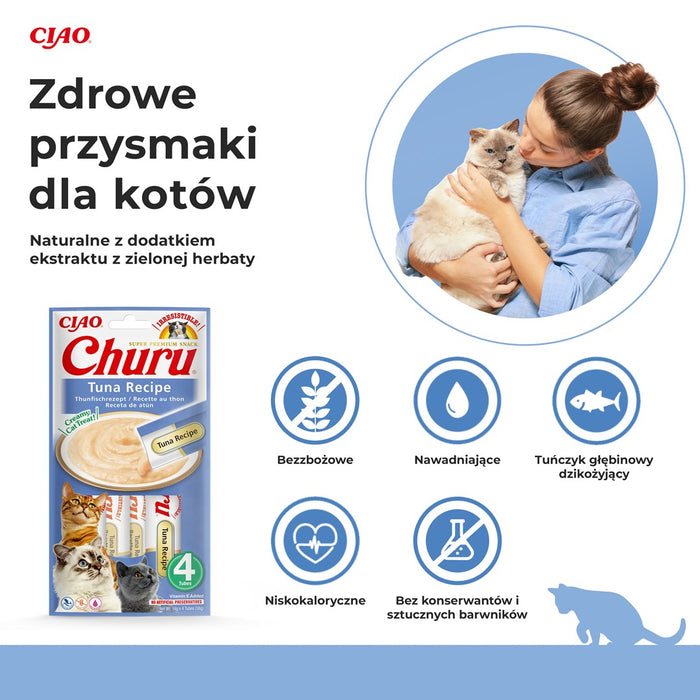 INABA Чуру Риба тон - лакомства за котки - 4x14 г