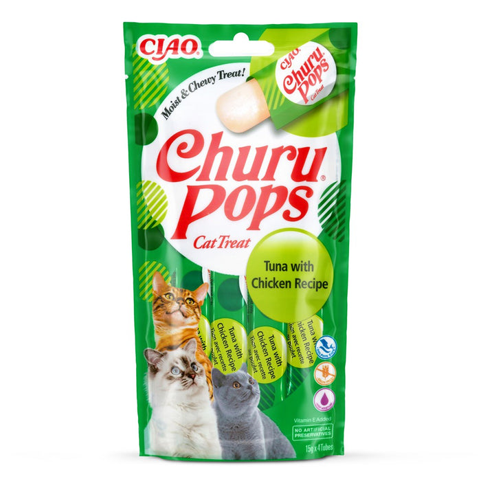 INABA Churu Pops Риба тон с пилешко - лакомства за котки - 4x15 г