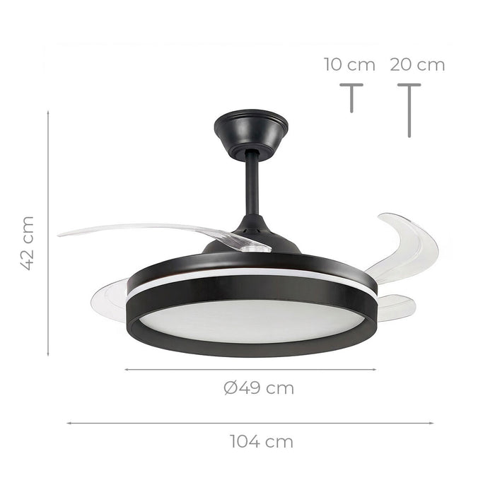 Таванен вентилатор с LED осветление, 4 прибиращи се перки и дистанционно управление InnovaGoods