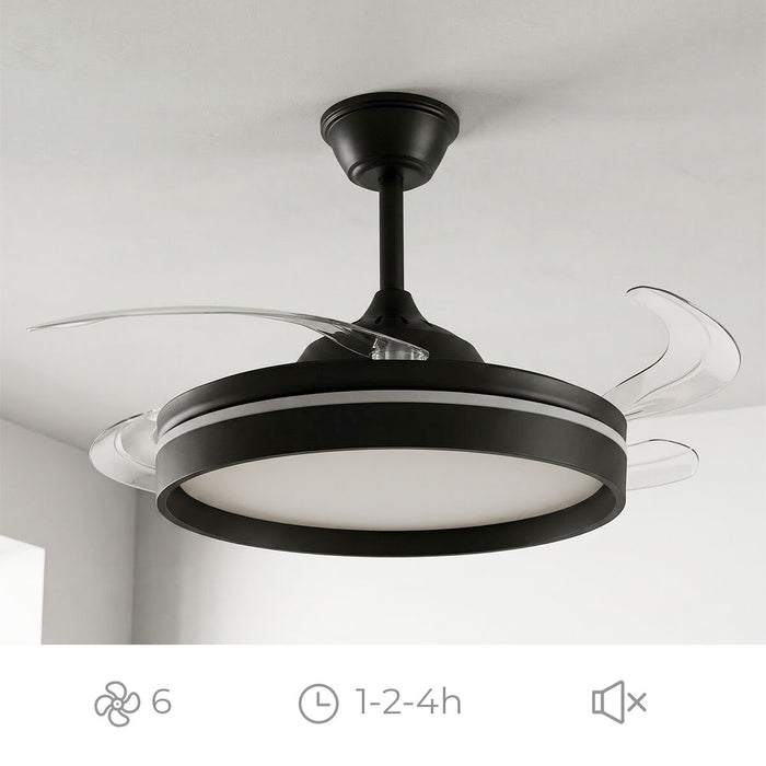 Таванен вентилатор с LED осветление, 4 прибиращи се перки и дистанционно управление InnovaGoods