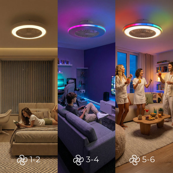 Таванен вентилатор с RGB LED осветление, скрити перки и дистанционно управление Nexory InnovaGoods