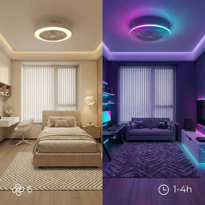 Таванен вентилатор с RGB LED осветление, скрити перки и дистанционно управление Nexory InnovaGoods