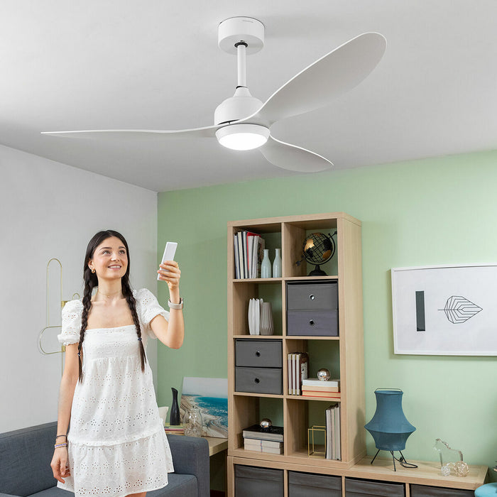 Вентилатор за таван с осветление Flaled InnovaGoods Бял 36 W 52" Ø132 cm (След ремонт A)