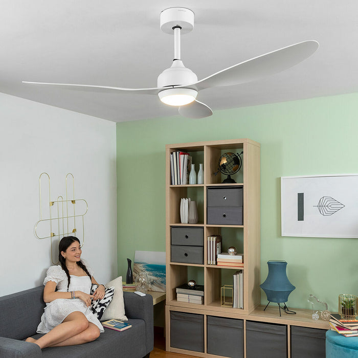 Вентилатор за таван с осветление Flaled InnovaGoods Бял 36 W 52" Ø132 cm (След ремонт A)