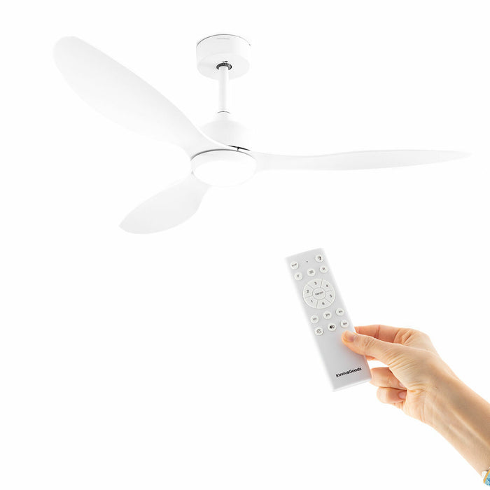 Вентилатор за таван с осветление Flaled InnovaGoods Бял 36 W 52" Ø132 cm (След ремонт A)