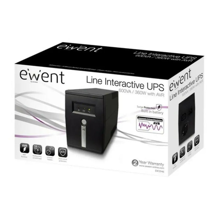Инрактивен UPS Ewent EW3946 360W Черен 360 W 600 VA