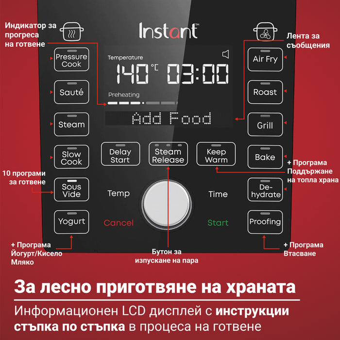 КОМБИНИРАН MULTICOOKER INSTANT ХЕРМЕТИЧЕН, DUO CRISP ULTIMATE LID 6.2L 1 КАПАК КОМБИНИРАН, ХЕРМЕТИЧЕН,