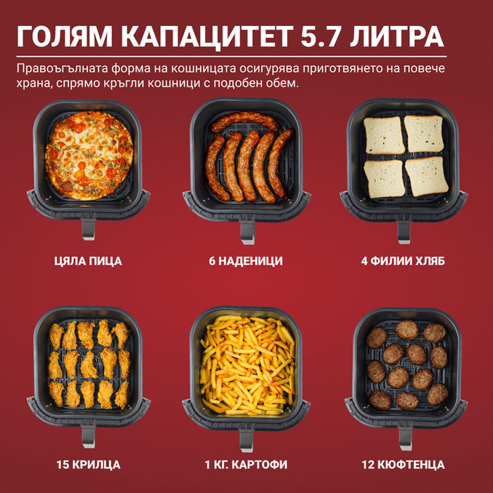 Уред за здравословно готвенe INSTANT VORTEX PLUS CLEARCOOK , С ПРОЗОРЕЦ 5.70 L, ТАЙМЕР, ЧЕРЕН