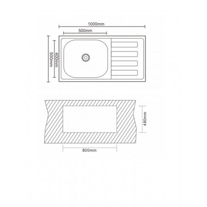 КУХНЕНСКА МИВКА INTER CERAMIC 10050L ТЕМПИКО ЛЯВА 100Х50Х24