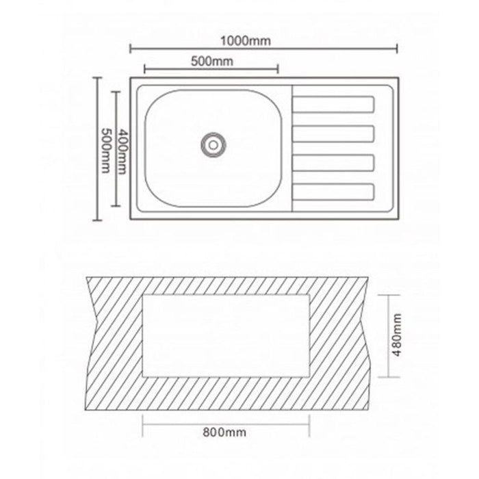 КУХНЕНСКА МИВКА INTER CERAMIC 10050R ТЕМПИКО ДЯСНА 100Х50Х24