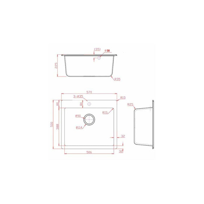 ГРАНИТНА КУХНЕНСКА МИВКА INTER CERAMIC 8304 57Х50Х22 СМ БЯЛА