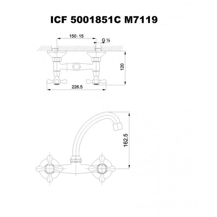 СТЕНЕН СМЕСИТЕЛ ЗА КУХНЯ INTER CERAMIC РЕТРО