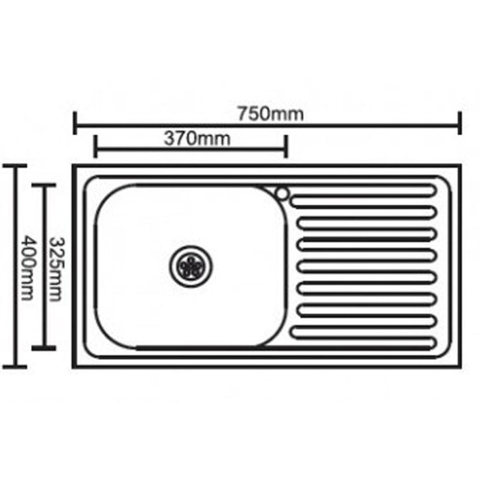 КУХНЕНСКА МИВКА INTER CERAMIC ICK 7540 ДЯСНА 75Х40Х15 СМ.