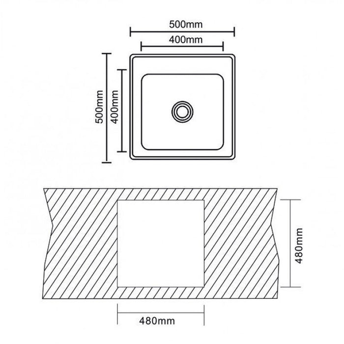 КУХНЕНСКА МИВКА INTER CERAMIC ICK 5050 ТЕМПИКО 50Х50Х19 СМ.