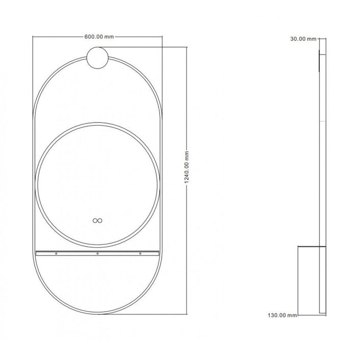 LED огледало Inter Ceramic - Savona, 60 x 120 cm, черен мат