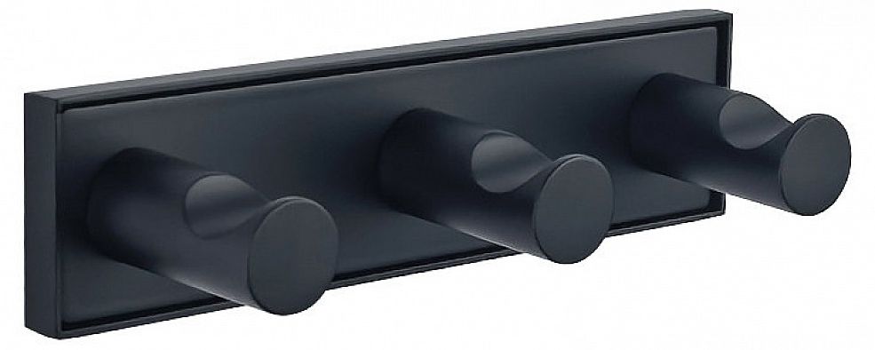 Тройна закачалка Inter Ceramic - Modena Black Matt, 4.65 x 4 x 15.5 cm, черен мат