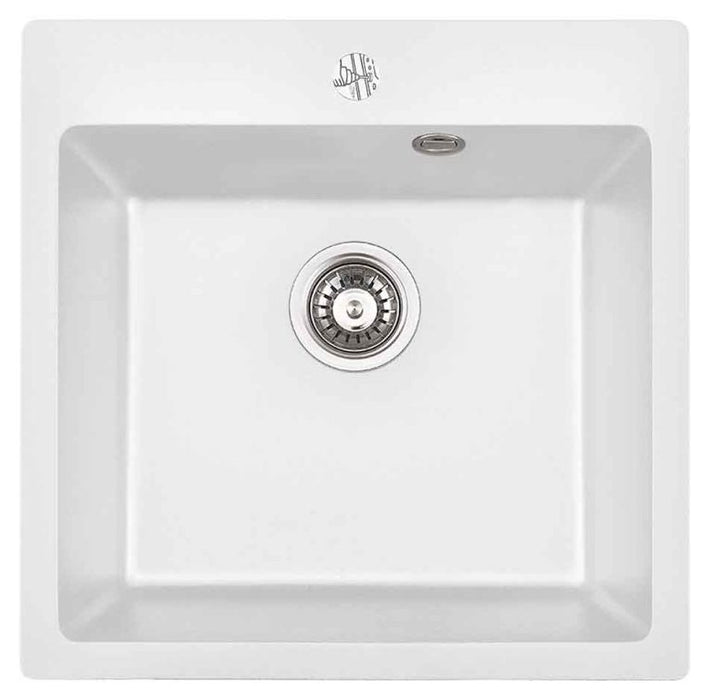 Кухненска мивка Inter Ceramic - 5050 Central Hole, гранитна, бяла