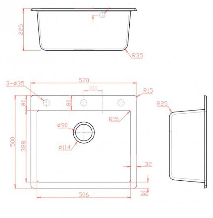 Кухненска мивка Inter Ceramic - 8304 Central Hole, гранитна, бежова