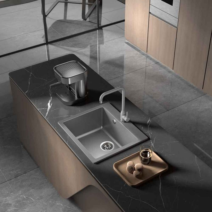 Кухненска мивка Inter Ceramic - 8304 Central Hole, гранитна, сива