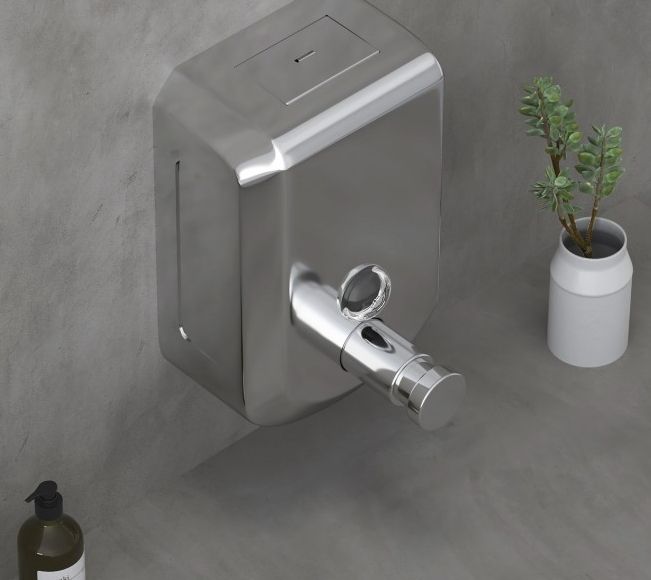 Дозатор за течен сапун Inter Ceramic - 6679, за стена, 500 ml, неръждаема стомана