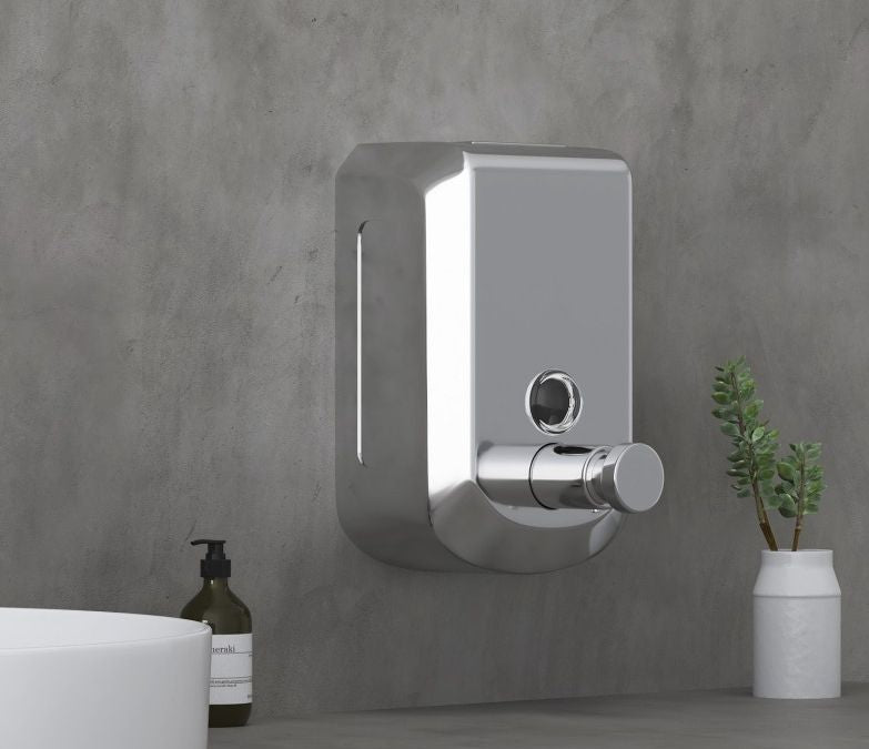 Дозатор за течен сапун Inter Ceramic - 6679, за стена, 500 ml, неръждаема стомана