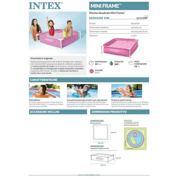 БАСЕЙН ДЕТСКИ 122X122X30CM INTEX 57172NP