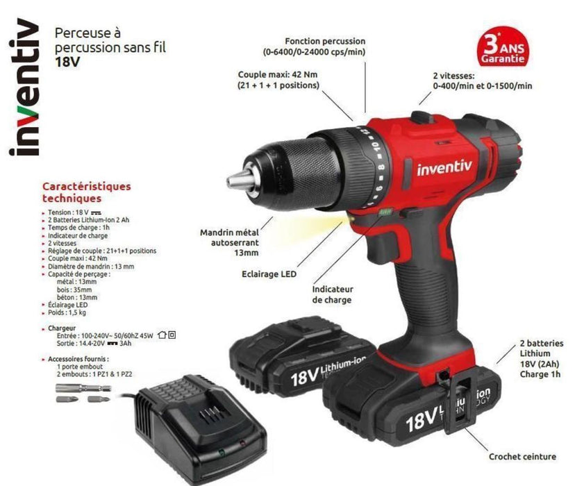 АКУМУЛАТОРНА БОРМАШИНА INVENTIV 18V