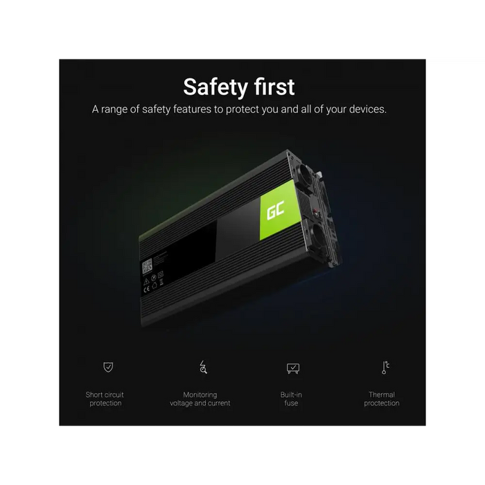 Инвертор GREEN CELL 12/220V DC/AC 1500W/3000W Чиста