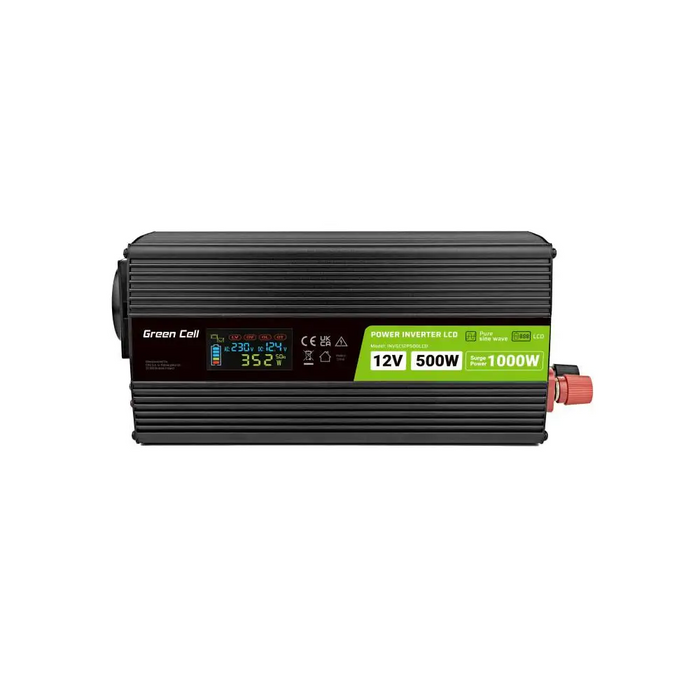 Инвертор GREEN CELL 12/220V DC/AC 500W/1000W INVGC12P500LCD