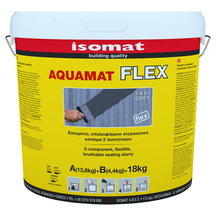 ДВУКОМПОНЕНТНА ХИДРОИЗОЛАЦИЯ ISOMAT AQUAMAT-FLEX СИВА