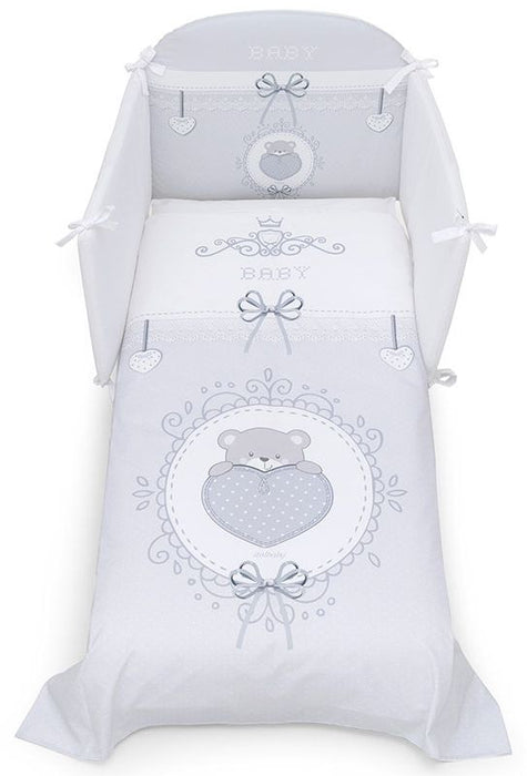 Бебешки спален комплект Italbaby - Baby Chic Maxi, 5 части, сив