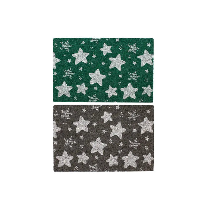 Изтривалка за Врата DKD Home Decor Сив Гума Звезди Бял