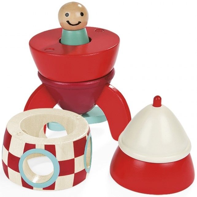 Дървена играчка Janod - Магнитна ракета
