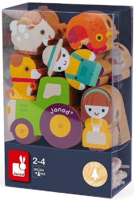 Фигурки за нанизване Janod - Ферма