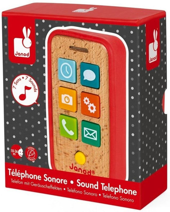Дървена Играчка Janod - Телефон, със звук