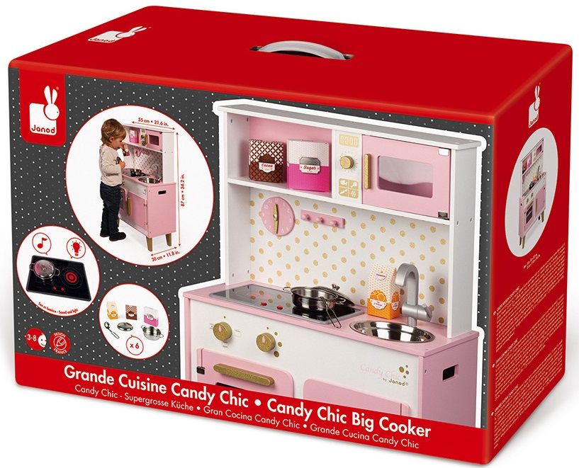 Дървена кухня Janod - Candy Chic, розова