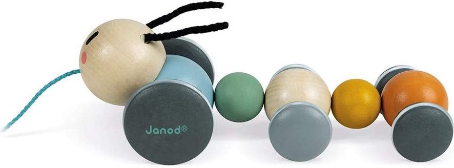 Играчка за дърпане Janod - Гъсеница Sweet cocoon